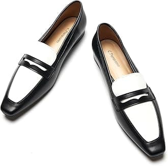 C.Paravano Penny Loafers for Women, Crocodile-Embossed Slip-ons Comfortable Dressy Formal Dress Square Toe Flats Loafer Shoes for Business Casual Wear