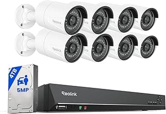 REOLINK 16CH 5MP Home Security Camera System, 8pcs Wired Outdoor PoE IP Cameras with Person/Vehicle/Pet Detection, 8MP 16CH NVR with 4TB HDD for 24-7 Recording, RLK16-410B8-5MP
