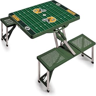 NFL Football Field Folding Picnic Table, Camping Table, Outdoor Table with Umbrella Hole