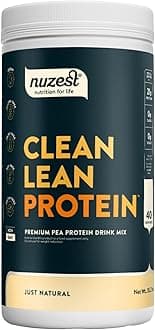 Pea Protein Powder - Clean Lean Protein, Premium Vegan Plant Based Protein Powder, Dairy Free, Gluten Free, GMO Free, Protein Shake, Just Natural (UNFLAVORED), 40 Servings, 2.2 lb