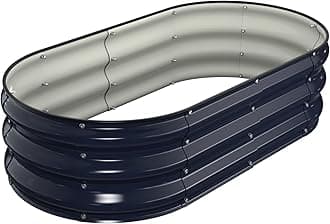 Raised Garden Bed Kit, 4x2x1 ft Galvanized Planter Box Outdoor with Safety Edging, Large Metal Raised Beds for Gardening Vegetables Flower Herb (Navy Blue)