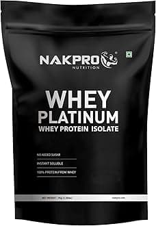 NAKPRO PLATINUM 100% Whey Protein Isolate | 28g Protein, 6.36g BCAA | Easy Mixing, Low Carbs, Easy Digesting Whey Protein Supplement Powder for Men, Women & Athletes (1 Kg, Chocolate)