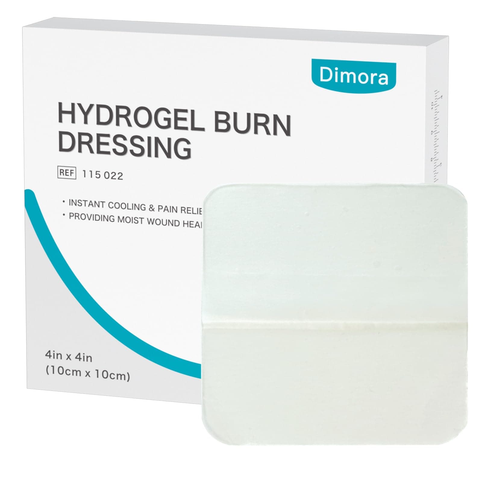 Dimora Hydrogel Burn and Wound Dressing 4" x 4" - Hydrogel Nipple Pads Instant Cooling Relief for Minor Burns & Wounds, Soothing Moist Burn Pads for 1st-2nd Degree Burns, Cuts, Abrasions, (10 Count)