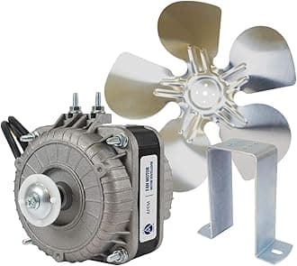 Appli Parts APFM-342E 34W refrigeration condenser and evaporator motor 220V 60Hz 1.2A 1300rpm includes base and 12in aluminum Fan Blade CCW shaft end Universal fit