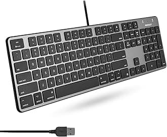 Slim USB Wired Keyboard for Mac - Compatible Full Size Apple Keyboard with 104 Key Layout & 16 Shortcut Keys - Scissor Keycaps for Tactile Typing for Mac mini, MacBook Pro/Air, iMac