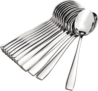 Parage 12 Pieces Stainless Steel Spoon Set for Home & Kitchen,16 cm Long, Tea, Coffee, Sugar & Spices, Small Spoons, Dining Tableware, Silver (Impress Desgin)