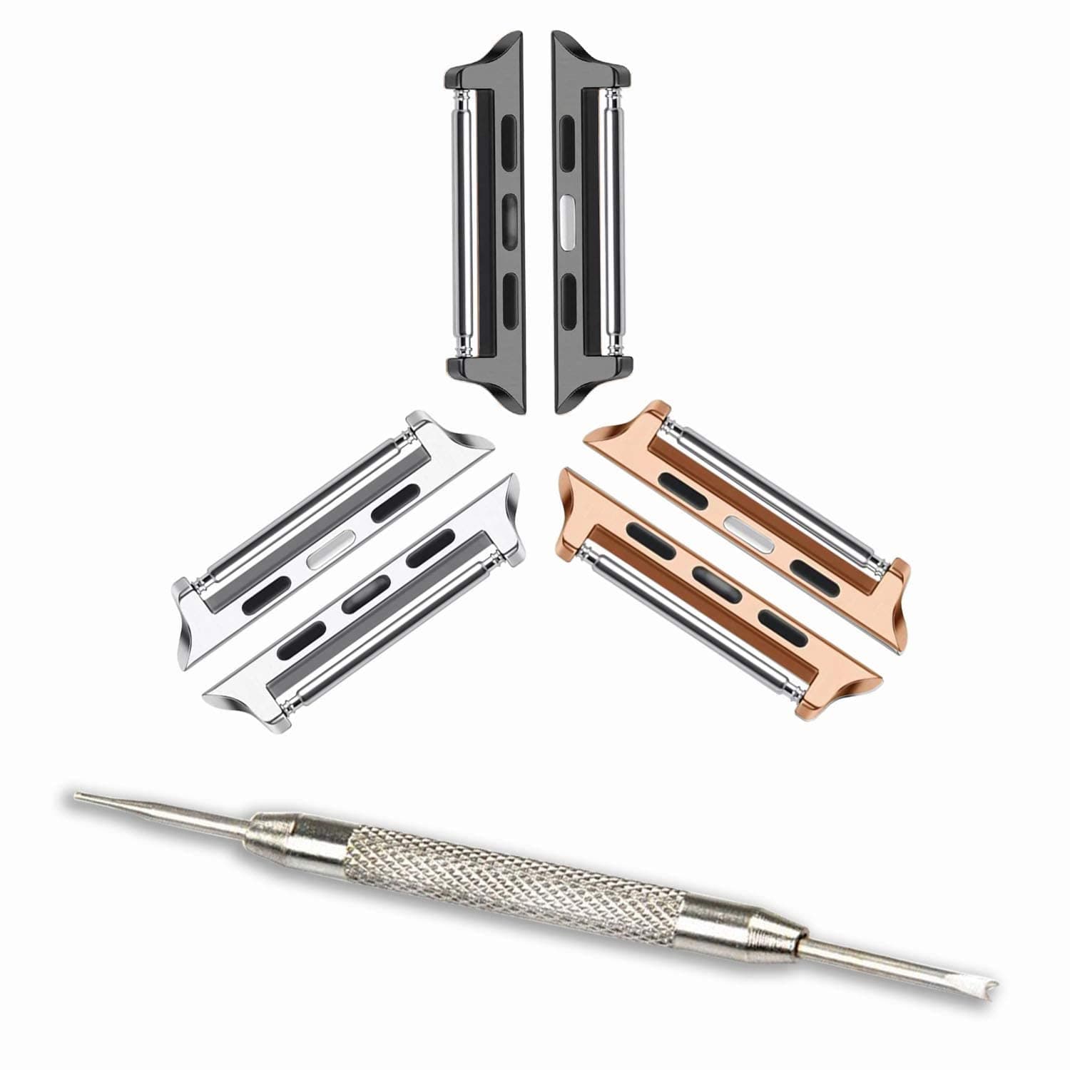 Watch Strap Connector Compatible with Apple Watch Band with Replacement Tool, Stainless Steel Adapter Replaceable Metal Connection Adapter Connection Watch Strap (3 Pack,42mm/44mm/45mm/49mm-22mm)