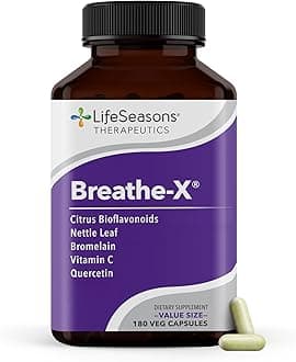- Breathe-X - Allergy & Sinus Relief Supplement - Supports Sinuses & Nasal Discomfort - Non-Drowsy & Fast-Acting - Quercetin, Bromelain, Citrus Bioflavonoids, Nettle Leaf & Vitamin C - 180 Capsules