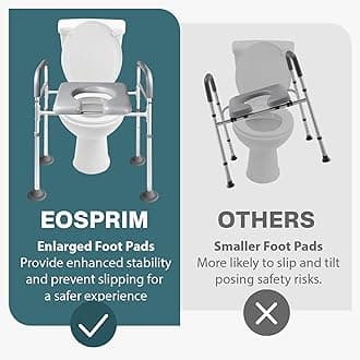 Eosprim Toilet Seat Risers for Seniors Elongated, Raised Toilet Seat with Handles, Toilet Safety Frames & Rails for Elderly and Handicap, Elevated Shower Commode Chair with Arms, Toilet Lift Grab Bar