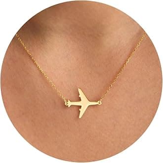 14K Gold Plated Dainty Pendant Butterfly Bead Boot Bee Baseball Flower Compass Airplane Heart Hummingbird Tree Necklace Simple Jewelry Gift for Women