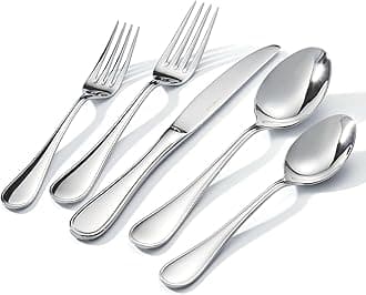KINGSTONE 30 Piece Teardrop Silverware Set for 6, 18/10 Stainless Steel Flatware Set, Modern Design Cutlery Set for Home/Hotel/Wedding,Mirror Polished and Dishwasher Safe