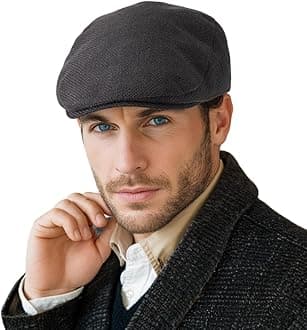 Flat Cap Newsboy Hats for Men - Classic Solid Cabbie Hat Driving Scally Cap Men