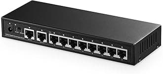 10 Port Gigabit Ethernet Switch, 8 Ports 100/1000Mbps, 2 Gigabit Uplink, Support Vlan, Metal Case Unmanaged Plug and Play