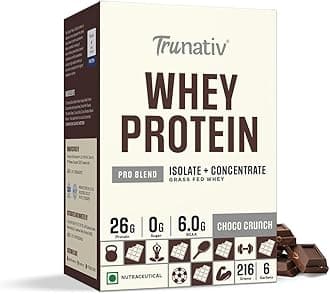 Pro Blend Whey Protein Powder Isolate & Concentrate | 100% Light & Clean Protein Powder | 26g Protein | 6g BCAA | 12.52g EAA | No added sugar | Choco Crunch | 216g