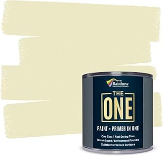 THE ONE All-In-One Paint & Primer - Cream Satin, 84.5 Fl Oz/2.5 Liter | 1 Coat Formula | Easy Indoor & Outdoor Decorating for Home & Garden Walls, Floors & Furniture | Water-Based & Low VOC