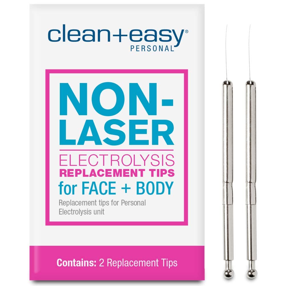 Clean+Easy Non-Laser Electrolysis Replacement Tips – Face & Body Hair Removal Probe for Electrolysis Machine, 2 Pack