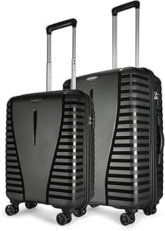 Aristocrat Air Pro Set of 2 Hard Luggage | 55cm & 66cm | Lightweight, Durable, Water-Resistant | Strong Wheels, Secured Lock | Jet Black | Unisex