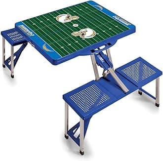NFL Los Angeles Chargers Football Field Folding Picnic Table, Camping Table, Outdoor Table with Umbrella Hole