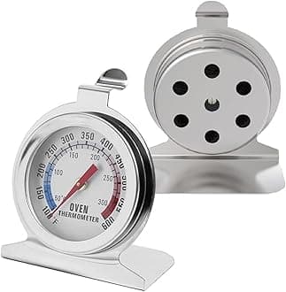 Oven Thermometers Large Dial Oven Grill Monitoring Cooking Thermometer with Dual-Scale 50-300°C/100-600°F for BBQ Baking, Hooks or Stands Alone