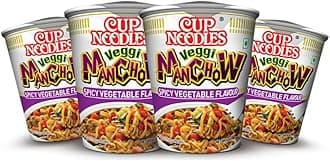 Nissin Vegetable Manchow | Zesty Veg Manchow Flavor in Every Cup | Quick, Delicious, & Full of Spice,70 G (Pack of 4),Vegetarian