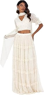 Maya Deluxe Women's Indian Traditional Dress for Women Outfit Lengha Choli Lehenga Saree Skirt and Top Dupatta Coord Set for Wedding Guest Top Skirt Coord (pack of 1)