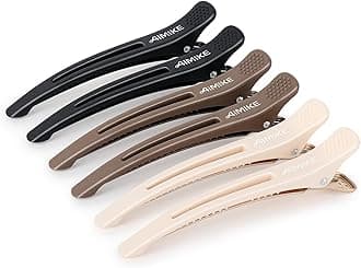 6pcs Professional Hair Clips for Styling Sectioning, Non Slip Duck Billed with Silicone Band For Hairdresser, Women, Men For Salon and Home Hair Cutting - Brown & Apricot & Black