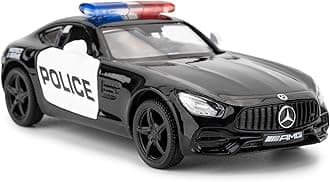 BDTCTK 1/36 Scale Benz AMG GTs Police Car Model, Zinc Alloy Die-Cast Pull Back Vehicles Kid Toys for Boy Girl Gift