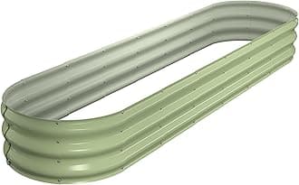 Raised Garden Bed Kit, 8x2x1 ft Galvanized Planter Box Outdoor, Oval Large Metal Raised Beds for Gardening Vegetables Flower Herb (Avocado Green)