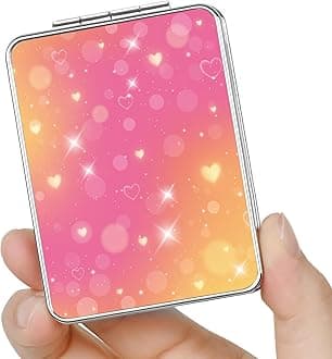 Pocket Mirror, Small Travel Mirror with Magnification, Portable Double-Sided Magnifying Cosmetic Mirror for Daily (Glittering)