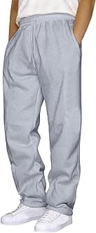 Men's Fashion Sweatpants Baggy Wide Straight Leg Joggers Classic Fit Flat Front Hiking Outdoor Trousers