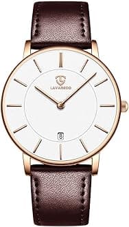 Mens Watches, Minimalist Fashion Simple Wrist Watch for Men Analog Date with Leather Strap