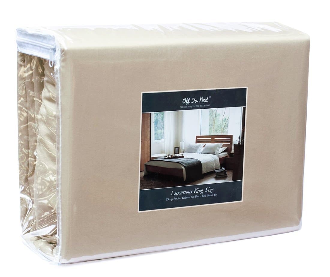 6 Piece Brushed Microfiber 1800 Luxury Bedding Set, Deep Pocket Wrinkle, Fade and Stain Resistant Hypoallergenic, King, Beige