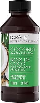 LorAnn Oils Coconut Bakery Emulsion: True Essence, Ideal for Boosting Fruit Tones in Cakes, Cookies & Desserts, Gluten-Free, Keto-Friendly, Extract Substitute Essential for Your Kitchen, 4 Oz