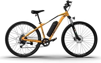 EMotorad T-REX AIR Unisex Electric Bicycle 29" Wheel Size 16.5" Sturdy High Tensile Steel Frame 250W BLDC Motor Front Suspension 7 Speed Shimano Gears (29, Sundown Yellow)