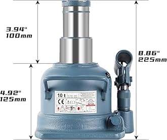 BAOSHISHAN Low Profile Bottle Jack 10 Ton Double Ram Jack 4-7/8'' to 8-7/8'' Lifting Range Hydraulic Jack Stubby Short Welded Bottle Jack