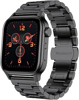 Fire-Boltt Rise Smart Watch 1.85″ with Bluetooth Calling, AI Voice Assistant, Rotating Crown, SpO2 & Heart Rate Monitor, 123 Sports Modes, IP67 Waterproof Metal Smartwatch for Men & Women - Black