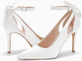 Women's Pointed Toe High Heels Ankle Strap D'Orsay Pumps Shoes Bow Wedding Bowtie Back Dress Sandals