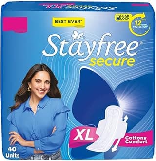 Stayfree Secure XL Sanitary Pads For Women, 40 Pads, Cottony Soft Cover