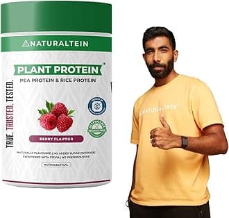 NATURALTEIN Plant-Based Protein – 500g (Berry Flavour) | 21.5g Protein per Serving | Naturally Sweetened with Stevia | Non-GMO, Soy-Free, No Artificial Ingredients | 100% Natural, Vegan & Clean Nutrition