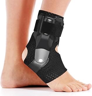 Ankle Brace with Side Stabilizers -Adjustable Ankle Support for Sprains, Sports Injuries, Plantar Fasciitis, Injury Recovery, Best Ankle Support for Running, Basketball, Volleyball (Medium)