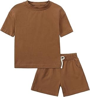 Toddler Boy Summer Outfits 2T 3T 4T Tracksuit Solid 2-piece Short Sleeve T-shirt & Shorts Clothes Set