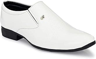Boys White Formal Shoes Black Synthetic Leather Formal Slip on Office, College Shoes for Boys