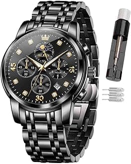 OLEVS Men Multifunction Watch, Multi Dial Waterproof Luminous Chronograph Watch with Date,Stainless Steel Watches,Moon Phase ﻿Luxury Watches