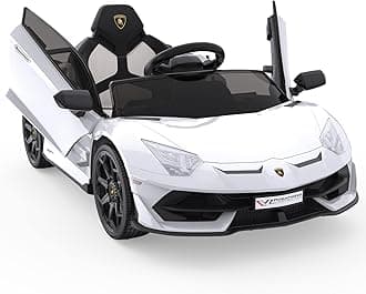 Hetoy Ride on Car for Kids 12V Licensed Lamborghini Electric Vehicles Battery Powered Sports Car with Control, 2 Speeds, Sound System, LED Headlights and Hydraulic Doors