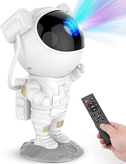Fun Flicks MiniSPY Astronaut Galaxy Projector with Remote Control - 360° Adjustable Timer Kids Nebula Night Light, for Gifts, Baby Adults Bedroom, Gaming Room, Home and Party for Kids