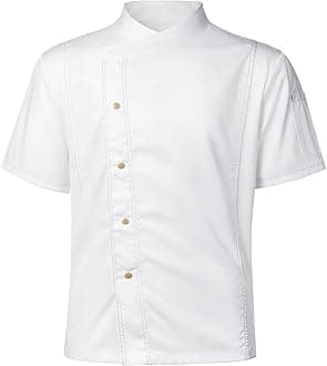 QUNBZOUUnisex Chef Coat for Men Women Short Sleeves Solid Chef Jacket Hotel Restaurant Work Shirt Uniform