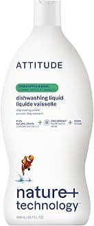Dish Soap, EWG Verified, Plant-Based & Vegan Dishwashing Liquid, Naturally Derived, Green Apple and Basil Scent, 23.7 Fl Oz