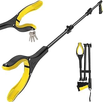 36 Inch Extra Long Grabber Reacher Tool，Foldable Trash Pick Up Stick for Seniors with Strong Grip Magnetic，360°Rotating Anti-Slip Jaw 4" Wide Claw Opening,Hand Grabber for Reaching