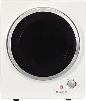 Russell Hobbs RH3VTD800 White 2.5kg Compact Mini Vented Tumble Dryer, Portable, Freestanding Table top Dryer with 3 Heat Settings small