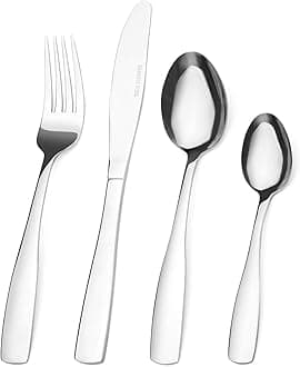 Silver Cutlery Set, Bettlife Tableware Set Stainless Steel Flatware Silverware Set with Knife and Fork Set, Service for 8, Dishwasher Safe, Easy Clean & Hold (Mirror Silver, 32 P)